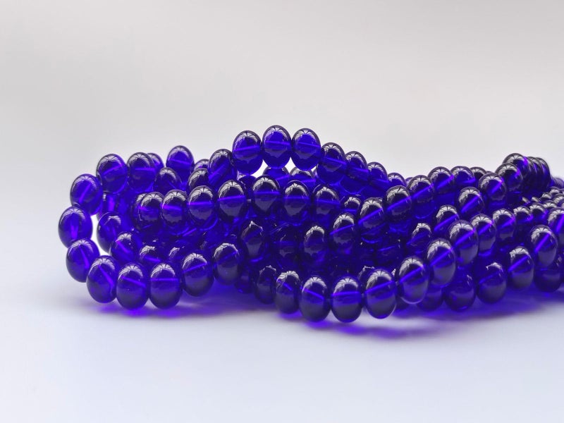 ABOKOY Glass Beads 8mm 100pcs Round Smooth Loose Beads for Bracelet Necklace Jewelry Making Craft DIY (8mm  50805 Dark Blue) - Image 4
